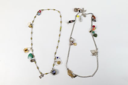 Pair of Silver Necklaces with Vintage Charms