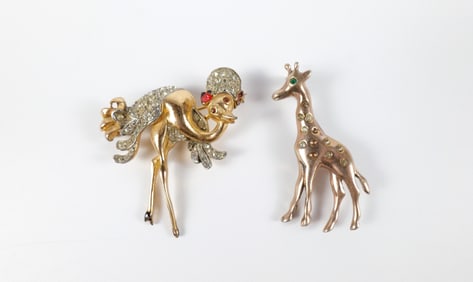 Pair of 1940s Animal Brooches