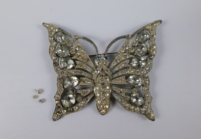 1930s/40s Rhinestone Butterfly Brooch by Staret