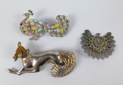 Trio of 1940s Animal Brooches