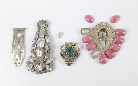 Trio of 1940s Salvaged Dress Clips