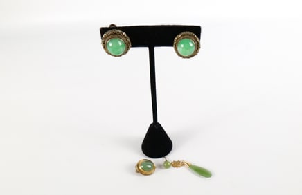 Group of Vintage Jade Earrings