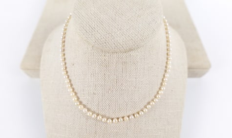 Vintage 1950s 3mm Akoya Pearl Necklace
