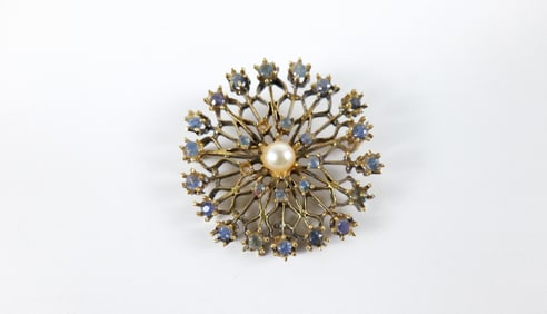 Gold Vermeil and Cultured Pearl Brooch