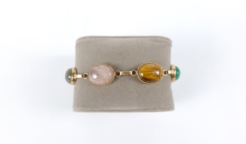 Vintage 14K and Gemstone Scrab Bracelet
