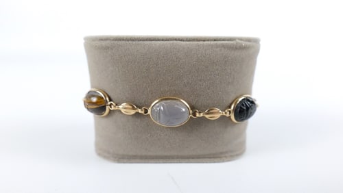 Vintage 10K and Small Gemstone Scarab Bracelet