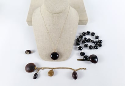 Group of Vintage and Antique Sea-Bean Jewelry
