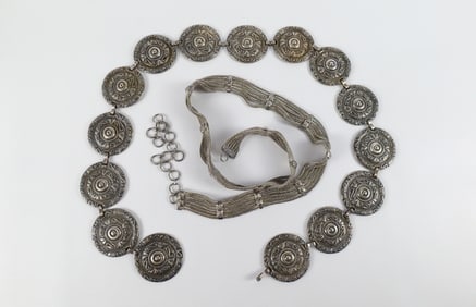 Vintage Mexican Inspired Silver Plate Belt and More