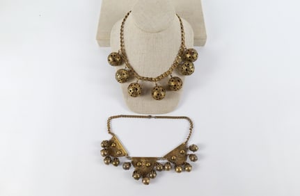 Pair of Art Deco Brass Necklaces