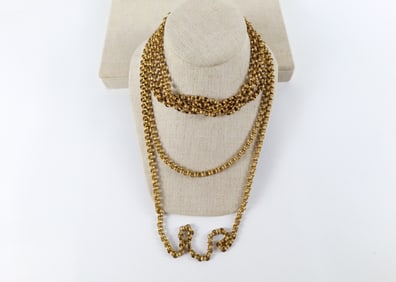 Pair of Art Deco Brass Rolo Chain Necklaces