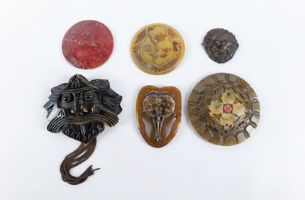 Group of 6 Turn of the Century Celluloid Buckles