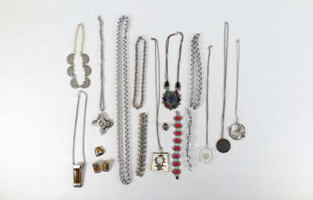 Group of Vintage Silver Tone Jewelry