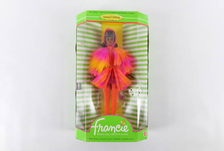 Francie The Wild Bunch Doll: Francie Barbie Doll's MODern Cousin Doll - The Wild Bunch - 1967 Doll and 1970 Fashion Reproduction. Twist 'n Turn Waist. Limited Edition. New in box. Accessories have come loose inside the box and th