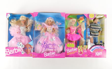Lot of 4 Barbie Dolls