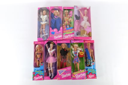 Lot of 9 Barbie Dolls