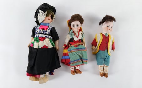 Lot of 3 Antique Miniature Porcelain Dolls