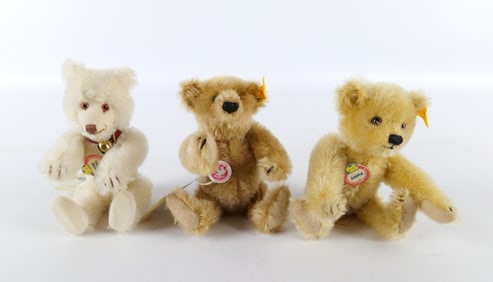 Lot of 3 Mohair Historic Steiff Miniature Bears