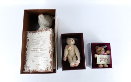 Lot of 3 Steiff Mohair Teddy Bears