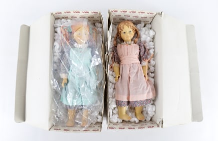 Lot of 2 Dolfi Italian Carved Wooden Dolls