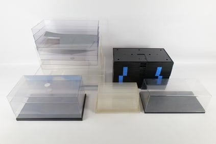 Large Lot of Mostly Plastic Car Display Cases and Bases