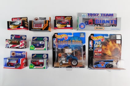 Lot of 10 Sports Themed Matchbox, Hot Wheels and White Rose Diecast