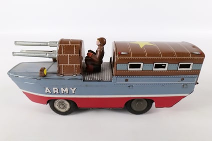Vintage Tin Litho Army Boat