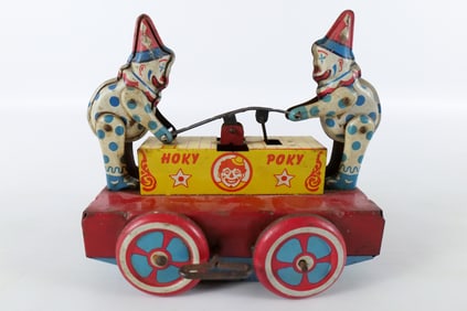 Vintage Wyandotte Hoky Poky Clown Car Wind Up Toy