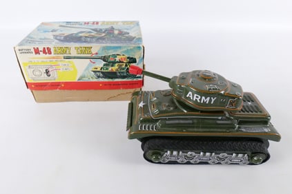 Battery Operated Tin Litho M-48 Army Tank