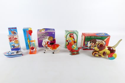 Lot of 5 Wind Up, Friction and Plastic Toys