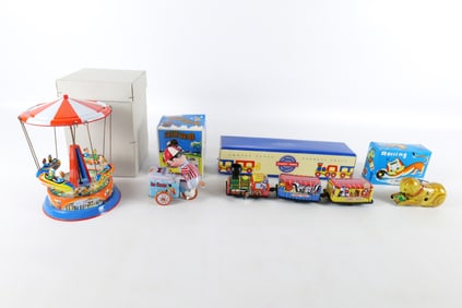 Lot of 4 Contemporary Tin Litho Mechanical Toys