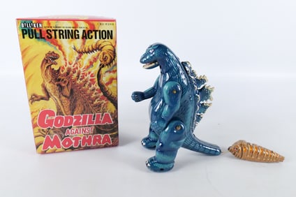 Godzilla Against Mothra Mechanical Tin Litho Toy