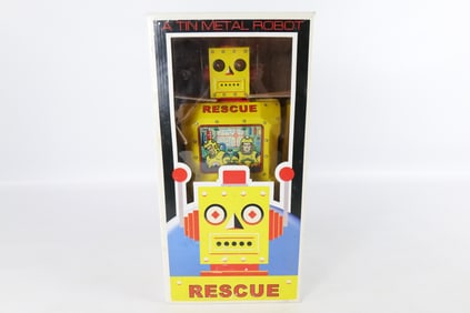 Tin Litho Rescue Battery Operated Robot by Rocket USA