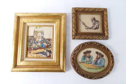 Group Lot of 3 Resin Tile Judaica Pieces of Art