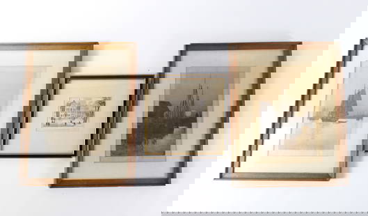 Lot of 3 Early Prints: Lot of 3 Early Prints. Including Matched Pair of Ships at Harbor and Other is Entitled "Synagogue Der Hoog-en Nederduitsche Joden". One of the ship prints have damage to center top and both are faded.