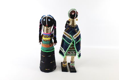 Pair of African Ndebele Ceremonial Dolls