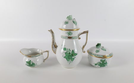 Herend 3 Piece Chinese Bouquet Tea Set