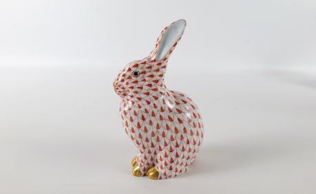 Herend Fishnet Porcelain Bunny Rabbit Figurine