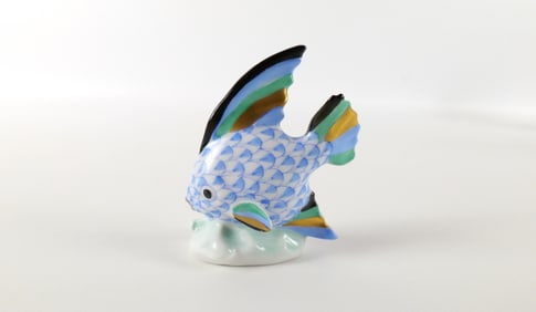 Herend Fishnet Porcelain Tropical Fish Figurine