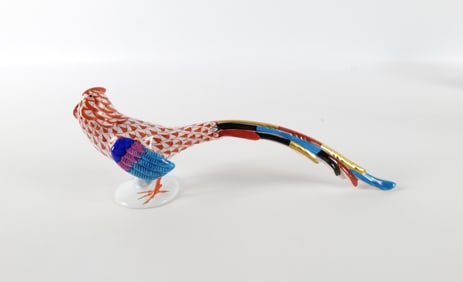 Herend Fishnet Porcelain Pheasant Figurine