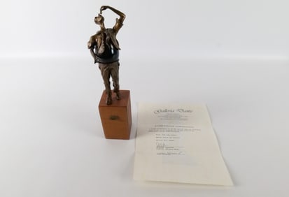 Bronze and Obsidian Figurine by Jonas Gutierrez