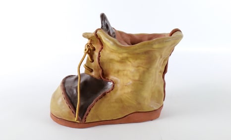 Molded Art Pottery Boot Sculpture