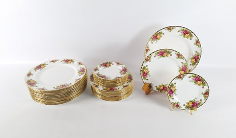 Partial Royal Albert Old Country Roses Dinnerware Set - 35 Pieces