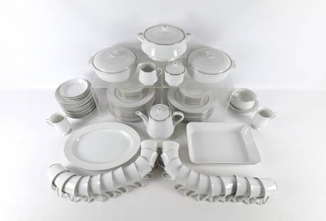 Crown Victoria Lovelace Dinnerware Set - 88 Pieces: Crown Victoria Lovelace Dinnerware Set - 88 Pieces. Including (21) Plates, (16) Bread Plates, (22) Tea Cups, (4) Fruit Bowls, (14) Soup Bowls, (2) Mugs, Serving Platter, Gravy Boat, Creamer and