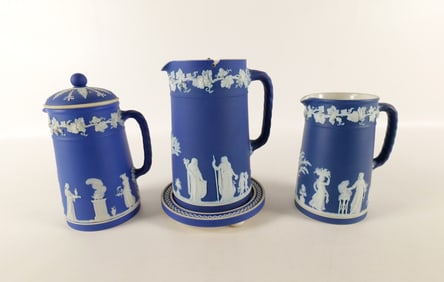 Group Lot of 3 Wedgwood Jasperware Pitchers