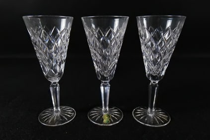 Lot of 3 Waterford Champagne Flutes