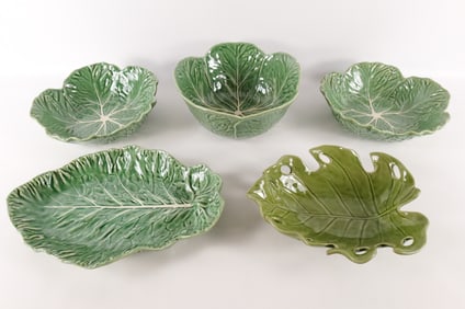 Group Lot of Cabbage Leaf Serving Pieces