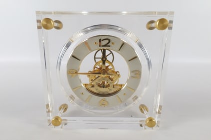 Mid Century Modern Seiko Quartz Lucite Open Escapement Shelf Clock