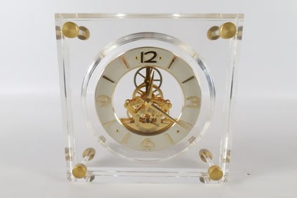 Mid Century Modern Seiko Quartz Lucite Open Escapement Shelf Clock