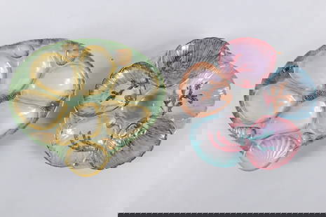Lot of 2 Oyster Plates: Lot of 2 Oyster Plates. Including Vietri Made in Italy and Art Pottery Plate - Signed Italy - Does have chip. Largest measures 11" long. All invoices must be paid within 24 hours of the sale. We offer