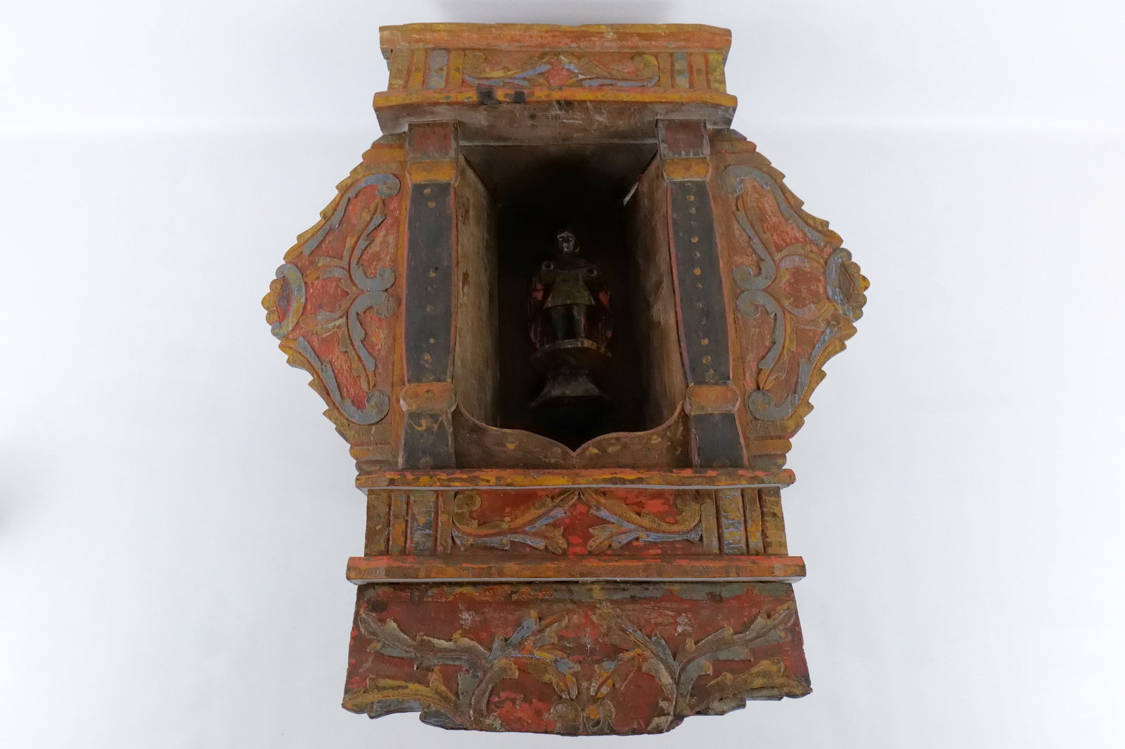 Antique Painted Tibetan Alter Shrine Wall Hanging Cabinet (1 of 19)